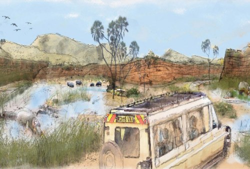 An idealized vision of the new Al Ain safari park.