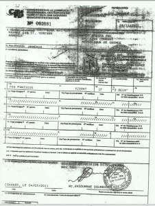The CITES export permit signed by Doumbouya