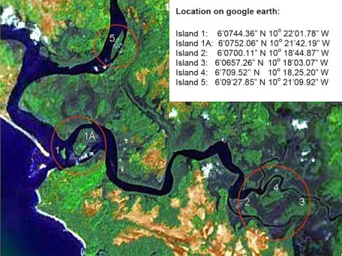 Location of the LIBR chimpanzee islands. (Photo courtesy of D. Cox, Jane Goodall Institute)