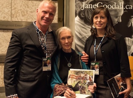 Spencer Sekyar, left, met Jane Goodall in Canada and implored her to help free Manno. Jane acted.